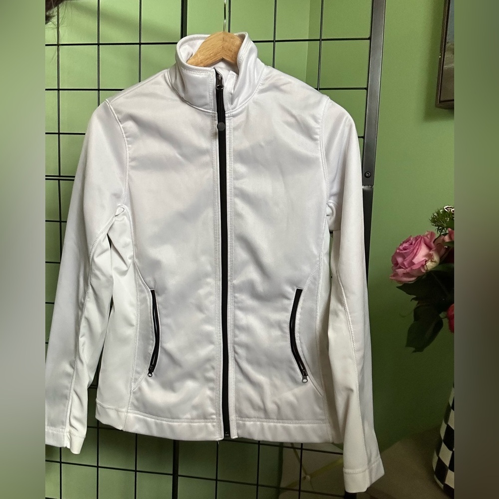 New Balance NB Womens Size Small Track Jacket White Full Zip Up Lined